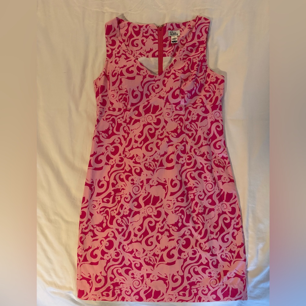 Vintage Lilly Pulitzer Pink and White sleeveless 7C’s Animal Print Size 12